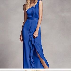 White by Vera Wang one shoulder bridesmaid dress
